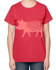 PigMandala 985# - mandala-  Ladies T-Shirt