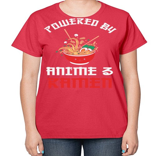 Powered by Anime amp Ramen 275# - anime-  Ladies T-Shirt
