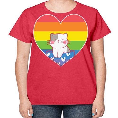 Pride Cat LGBT Kawaii Cats Anime 276# - anime-  Ladies T-Shirt