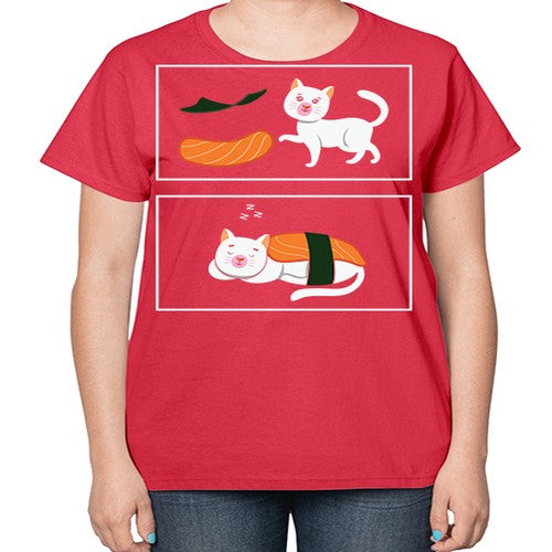 Ramen Cat Kawaii Anime Japanese Anime 279# - anime-  Ladies T-Shirt
