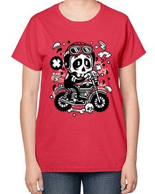 Skull Motocross 1058# - skull and bones-  Ladies T-Shirt