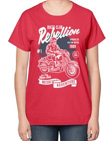 Skull Motorbiker 1059# - skull and bones-  Ladies T-Shirt