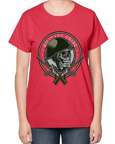 Skull Soldier 1066# - skull and bones-  Ladies T-Shirt
