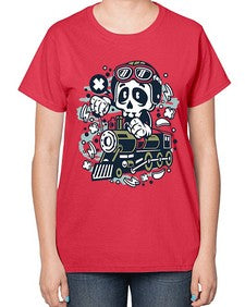 Skull Train 1067# - skull and bones-  Ladies T-Shirt