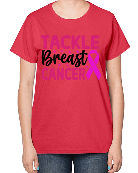 Tackle Breast Cancer 5# - breast cancer-  Ladies T-Shirt