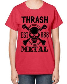Thrash metal 1171# - skull and bones-  Ladies T-Shirt
