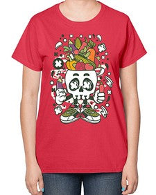 Vegetable Skull Head 1195# - skull and bones-  Ladies T-Shirt