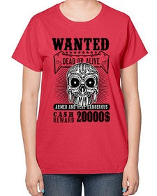 Wanted 1204# - skull and bones-  Ladies T-Shirt