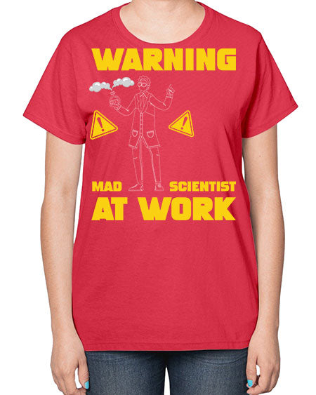 WarningMadScientistAtWorkScientistSkinite Scientist Skinite 13# - general science-  Ladies T-Shirt