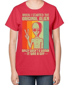 When I started the original alien 45# - ufo-  Ladies T-Shirt