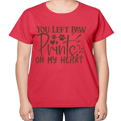 You Left Paw Prints On My Heart Style 53# - dogs-  Ladies T-Shirt
