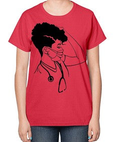 black nurse 3# - black girls or women-  Ladies T-Shirt