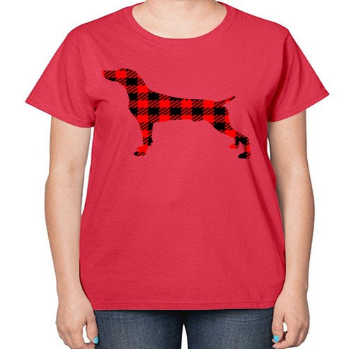 buffalo plaid beagle 63# - dogs-  Ladies T-Shirt