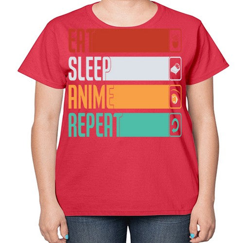 eat sleep anime repeat225# - anime-  Ladies T-Shirt