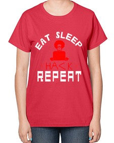 eat sleep hack repeat 48# - computer-  Ladies T-Shirt