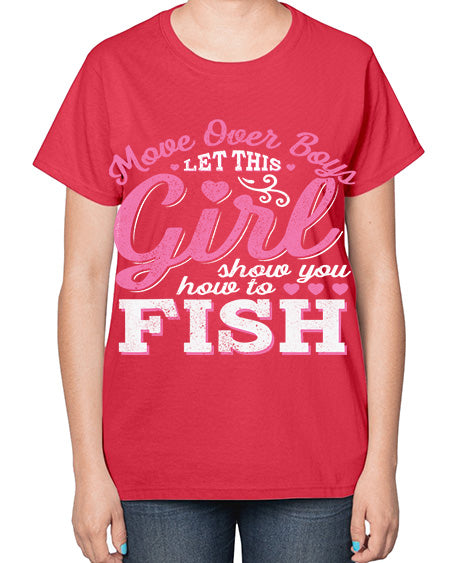girl fishing 15# - shark-fish-  Ladies T-Shirt