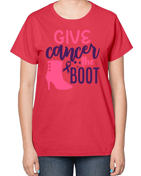 give cancer the boot Style 1# - breast cancer-  Ladies T-Shirt