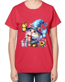 gnome with butterfly 03# - gnome-  Ladies T-Shirt