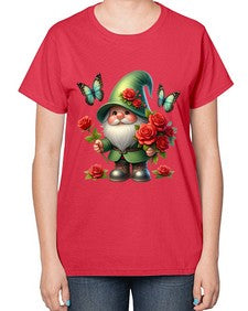 gnome with butterfly 11# - gnome-  Ladies T-Shirt