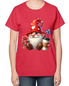 gnome with butterfly 12# - gnome-  Ladies T-Shirt