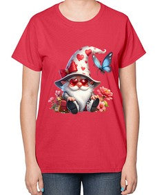 gnome with butterfly 13# - gnome-  Ladies T-Shirt