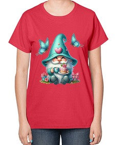 gnome with butterfly 14# - gnome-  Ladies T-Shirt