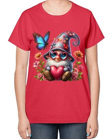 gnome with butterfly 17# - gnome-  Ladies T-Shirt
