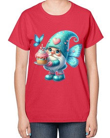 gnome with butterfly 20# - gnome-  Ladies T-Shirt