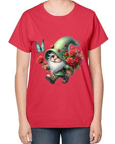gnome with butterfly 24# - gnome-  Ladies T-Shirt
