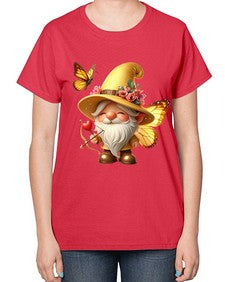 gnome with butterfly 27# - gnome-  Ladies T-Shirt