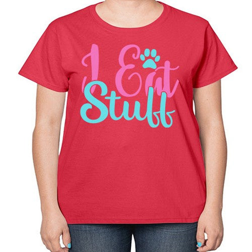 i eat stuff Style 82# - dogs-  Ladies T-Shirt