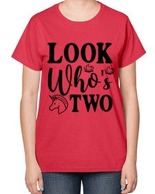 look whos two 267# - unicorn-  Ladies T-Shirt