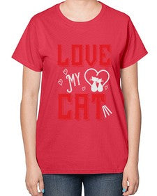 love my cat Style 67# - cats-  Ladies T-Shirt