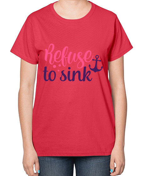 refuse to sink Style 4# - breast cancer-  Ladies T-Shirt