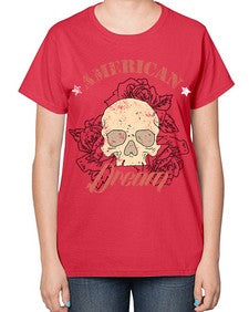 skullrose 1070# - skull and bones-  Ladies T-Shirt