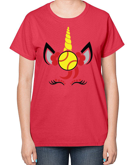 softball unicorn 401# - softball-  Ladies T-Shirt