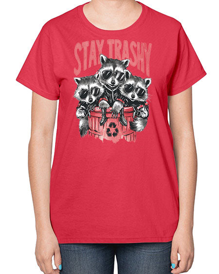 stay trashy 63# - raccoon-  Ladies T-Shirt