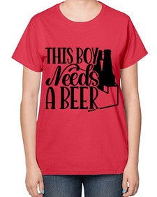 this boy needs a beer 1638# - beer-  Ladies T-Shirt