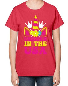 unicorn in the usa 463# - unicorn-  Ladies T-Shirt