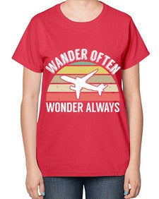 wander often wonder always  47# - airplane-  Ladies T-Shirt
