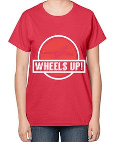 wheels up  50# - airplane-  Ladies T-Shirt