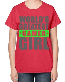 worlds greatest gamer girl 166# - video games-  Ladies T-Shirt