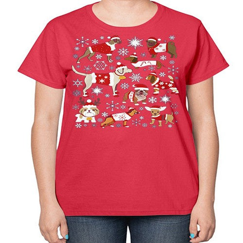 x mas dogs shirt 248# - dogs-  Ladies T-Shirt