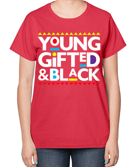 young gifted and black 2# - black words and phrases-  Ladies T-Shirt