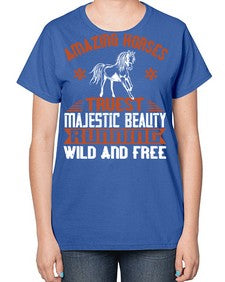 Amazing horses Truest Majestic Beauty Running wild and free Style 23# - horse-  Ladies T-Shirt