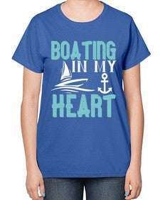 Boating in my heart 13# - boats-  Ladies T-Shirt