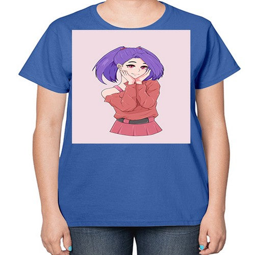Cute girl with cute pose 138# - anime-  Ladies T-Shirt