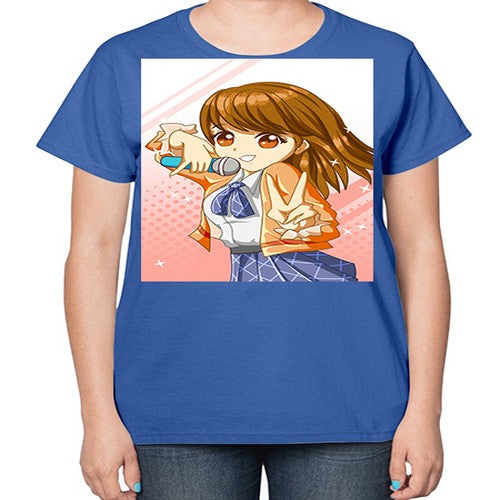 Cute teenage student girl singing song 47# - anime-  Ladies T-Shirt
