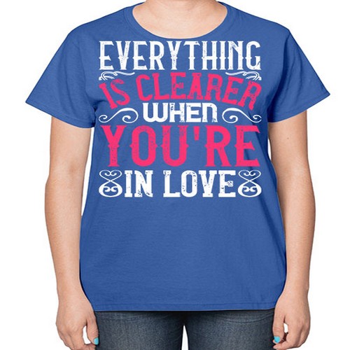 Everything is clearer when youre in love Style 48# - dogs-  Ladies T-Shirt