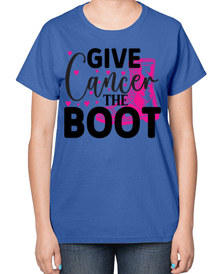 Give Cancer the Boot 24# - breast cancer-  Ladies T-Shirt